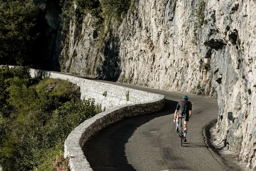 ENGO cyclist on mountain road
